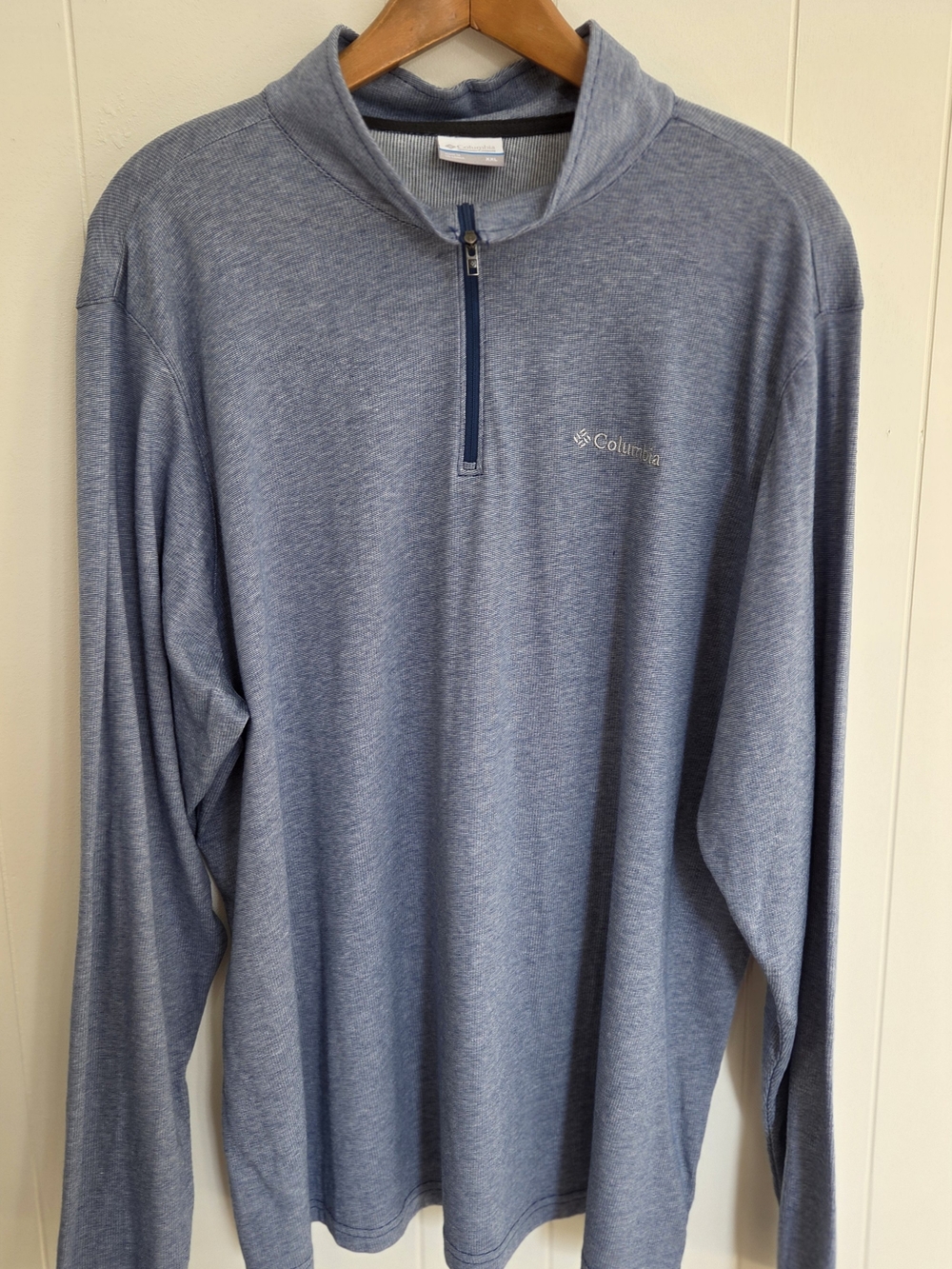 Columbia Blue Heather Quarter Zip Mock Neck Pullover XXL